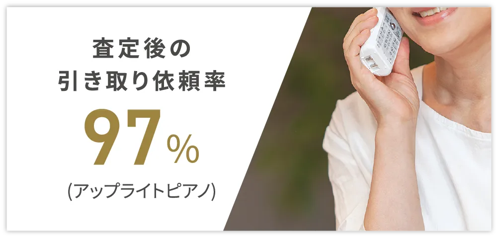 査定後の引き取り依頼率 97% (アップライトピアノ)